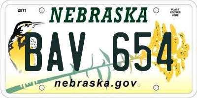 NE license plate BAV654