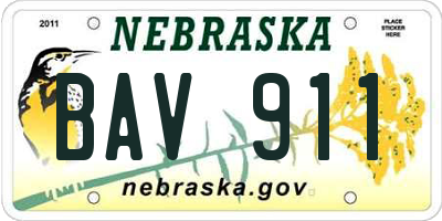 NE license plate BAV911