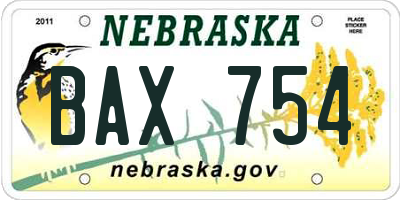 NE license plate BAX754