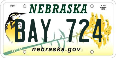 NE license plate BAY724