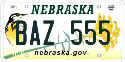 NE license plate BAZ555