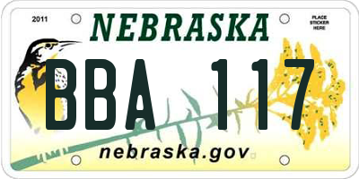 NE license plate BBA117