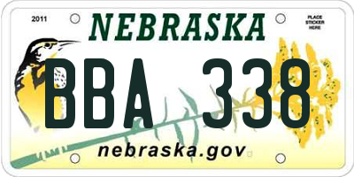 NE license plate BBA338