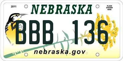 NE license plate BBB136