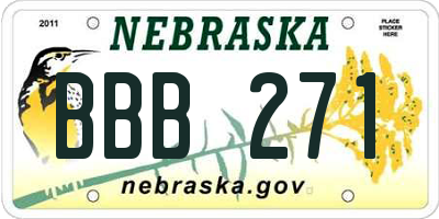 NE license plate BBB271