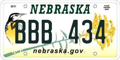 NE license plate BBB434