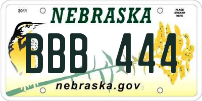 NE license plate BBB444