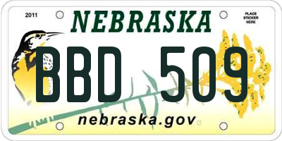 NE license plate BBD509
