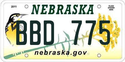 NE license plate BBD775
