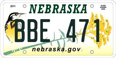 NE license plate BBE471
