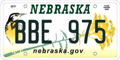 NE license plate BBE975