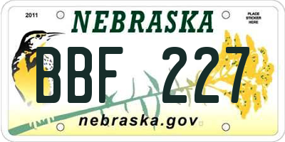 NE license plate BBF227