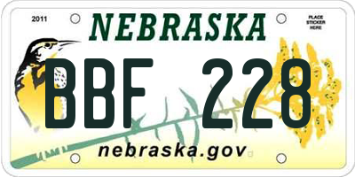 NE license plate BBF228