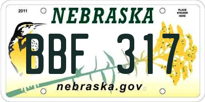 NE license plate BBF317