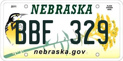 NE license plate BBF329