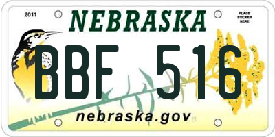 NE license plate BBF516