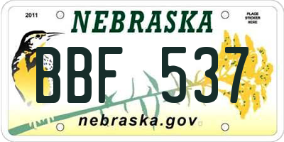 NE license plate BBF537
