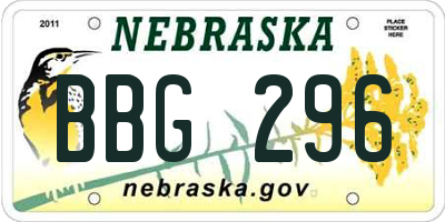 NE license plate BBG296