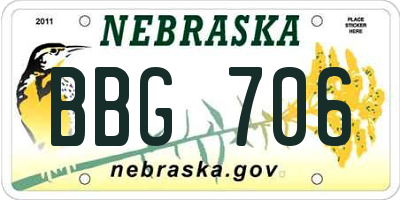 NE license plate BBG706