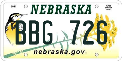 NE license plate BBG726