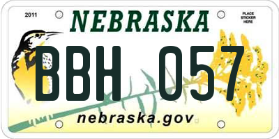 NE license plate BBH057