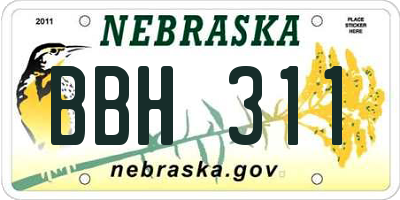 NE license plate BBH311