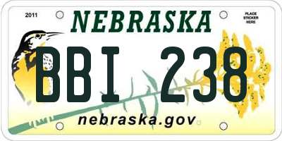 NE license plate BBI238