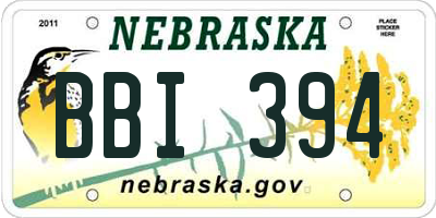 NE license plate BBI394