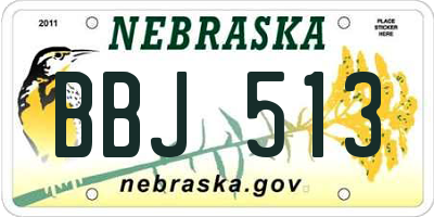 NE license plate BBJ513