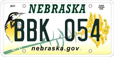 NE license plate BBK054