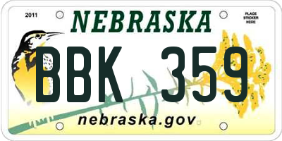 NE license plate BBK359