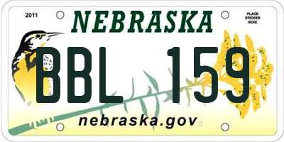 NE license plate BBL159