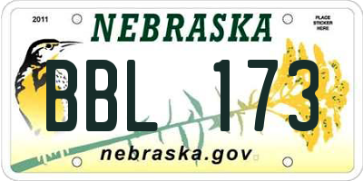 NE license plate BBL173