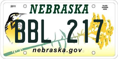 NE license plate BBL217