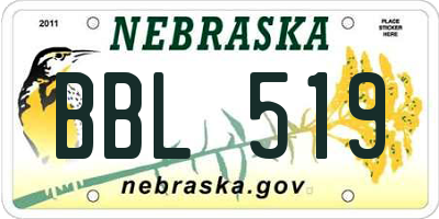 NE license plate BBL519