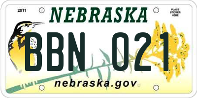 NE license plate BBN021