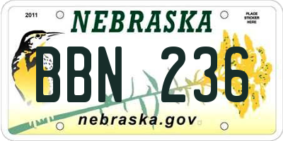 NE license plate BBN236