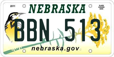 NE license plate BBN513