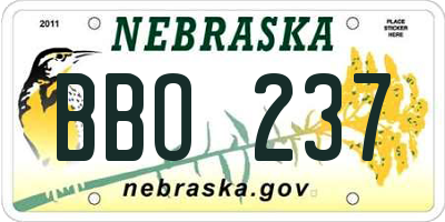 NE license plate BBO237