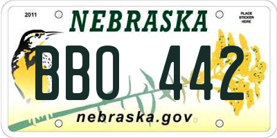 NE license plate BBO442