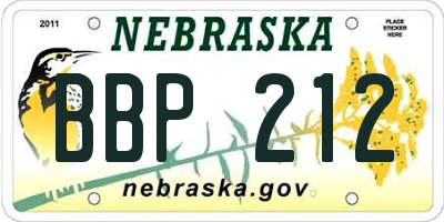 NE license plate BBP212