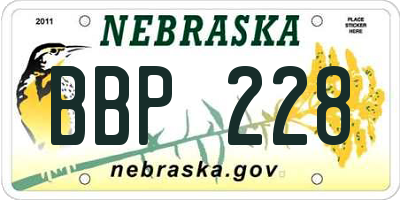 NE license plate BBP228