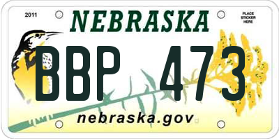 NE license plate BBP473