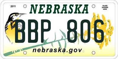 NE license plate BBP806