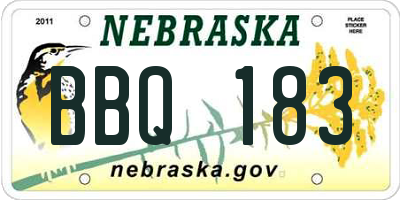 NE license plate BBQ183