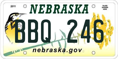 NE license plate BBQ246