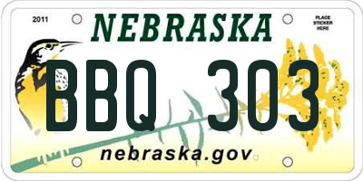 NE license plate BBQ303