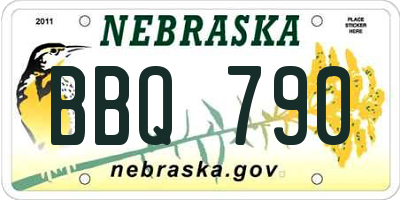NE license plate BBQ790