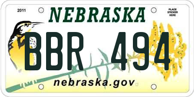 NE license plate BBR494