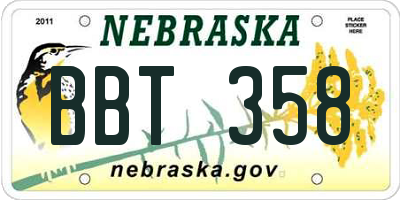 NE license plate BBT358